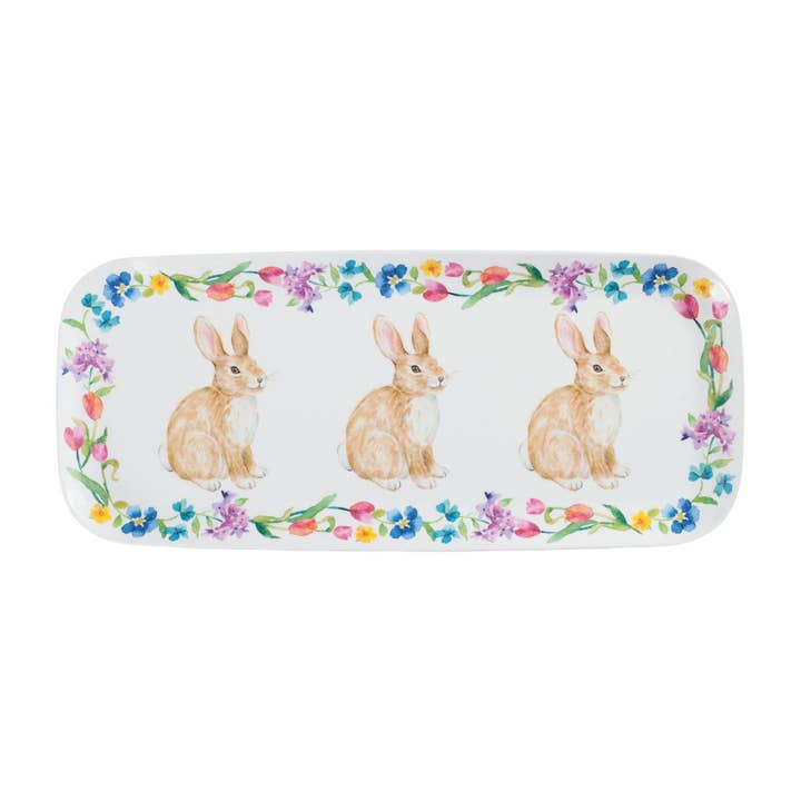 Hello Easter 15" Melamine Rectangle Tray for wholesale by Supreme Housewares