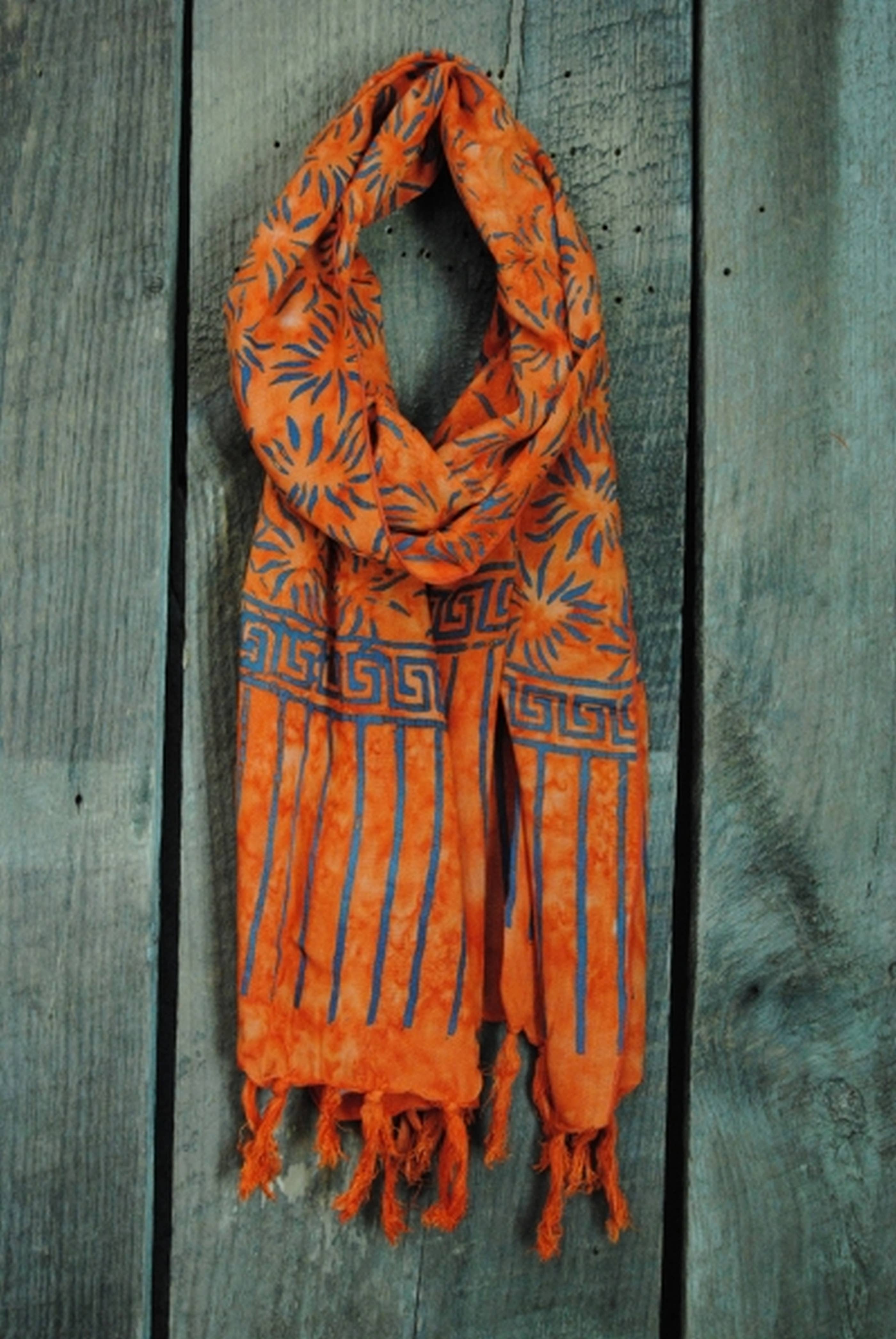 Nusantara Inc. - Wholesale Scarf - Women's - Rayon Batik Scarf - 98781 A-C (Knotted  Fringe)9