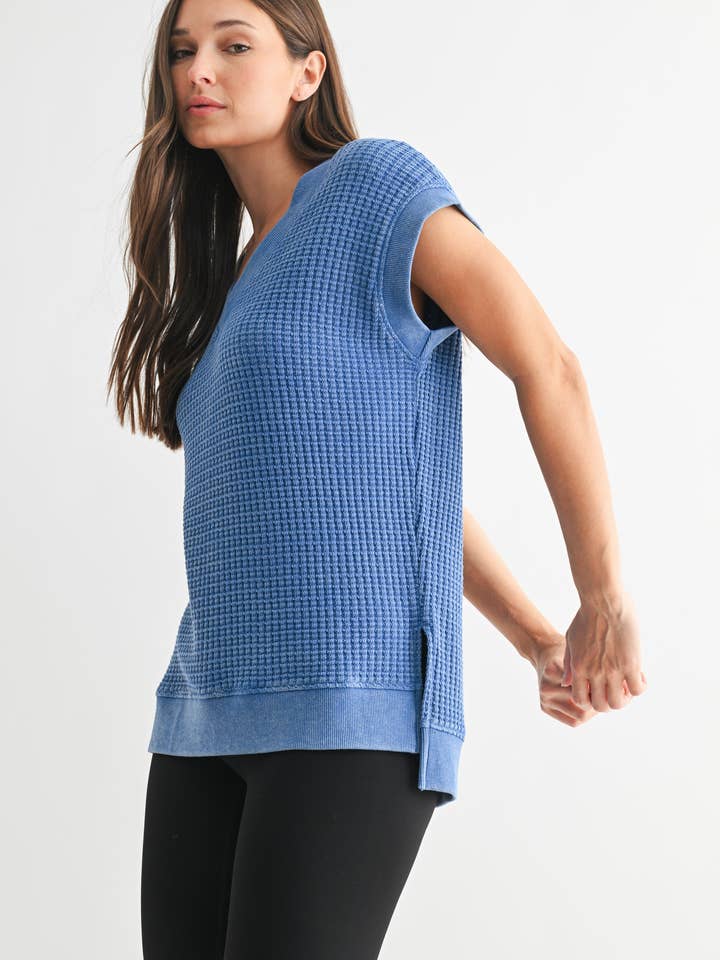 Mono B - Wholesale T-Shirt - Women's - Chunky Waffle Mineral Wash Tee1