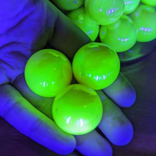 Corkscrew Curiosities - Wholesale Decorative Tabletop Object - Uranium Glass ~1" Sphere (1)