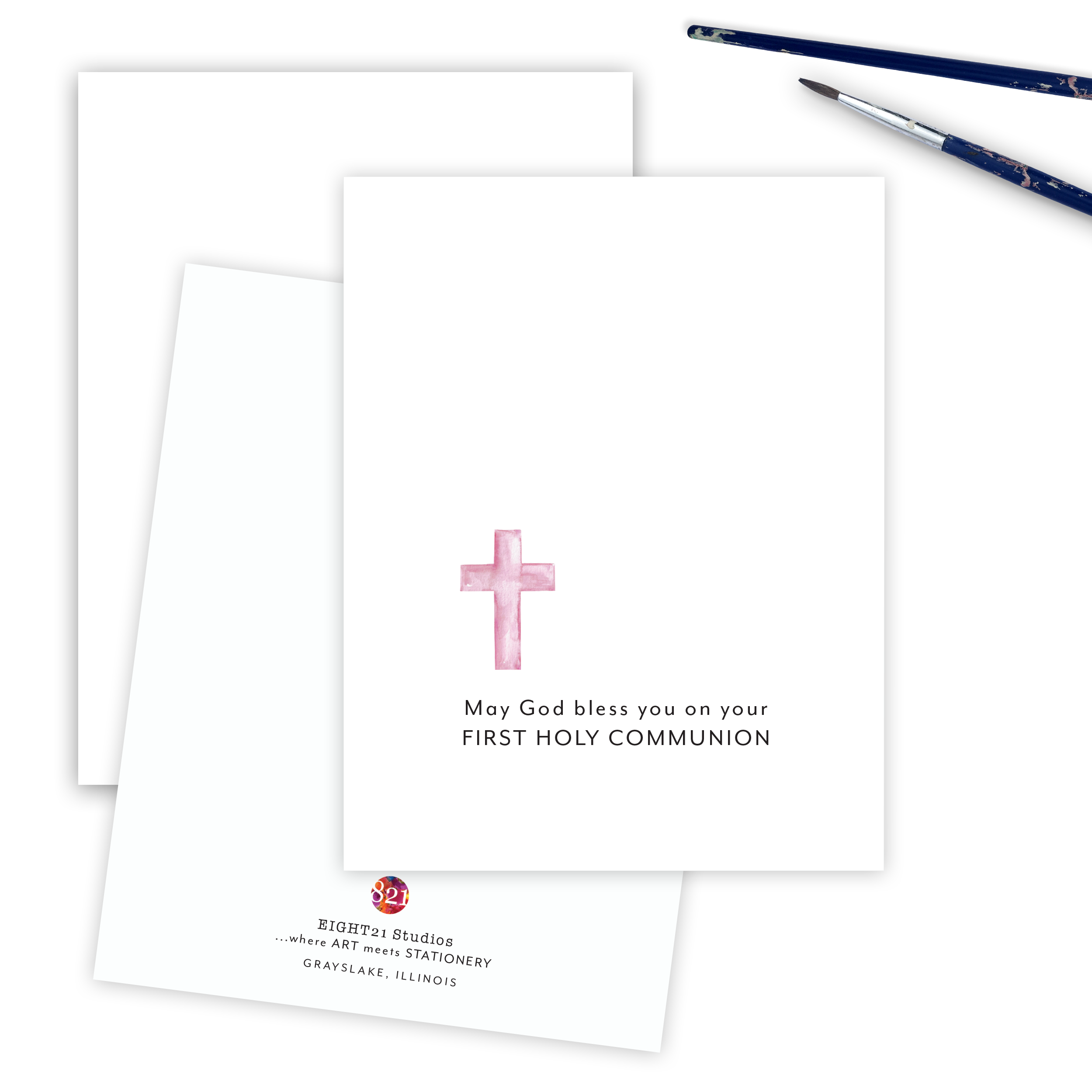 Eight21 Studios + Unique Greeting Cards, Art and Stationery - Wholesale Religious Card - Girl First Holy Communion Congratulations Greeting Card1
