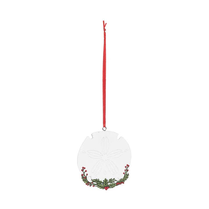 Christmas Silver Sand Dollar Coastal Ornament for wholesale by C&F Home