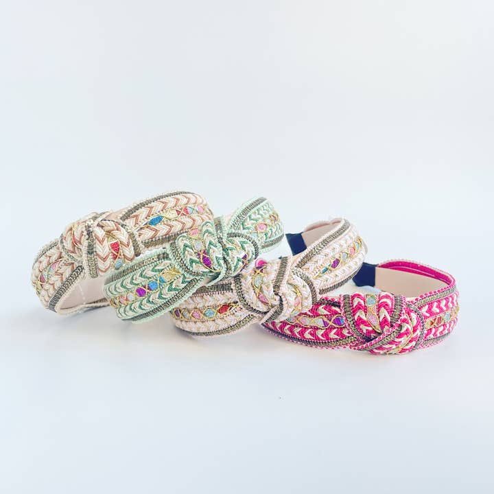 Assorted Boho Embellished Woven Knot Headband for wholesale on Faire1