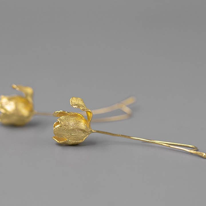 LanLivia - Wholesale Dangle Earrings - Unique Tulip Flower Design Longline Drop Earrings7