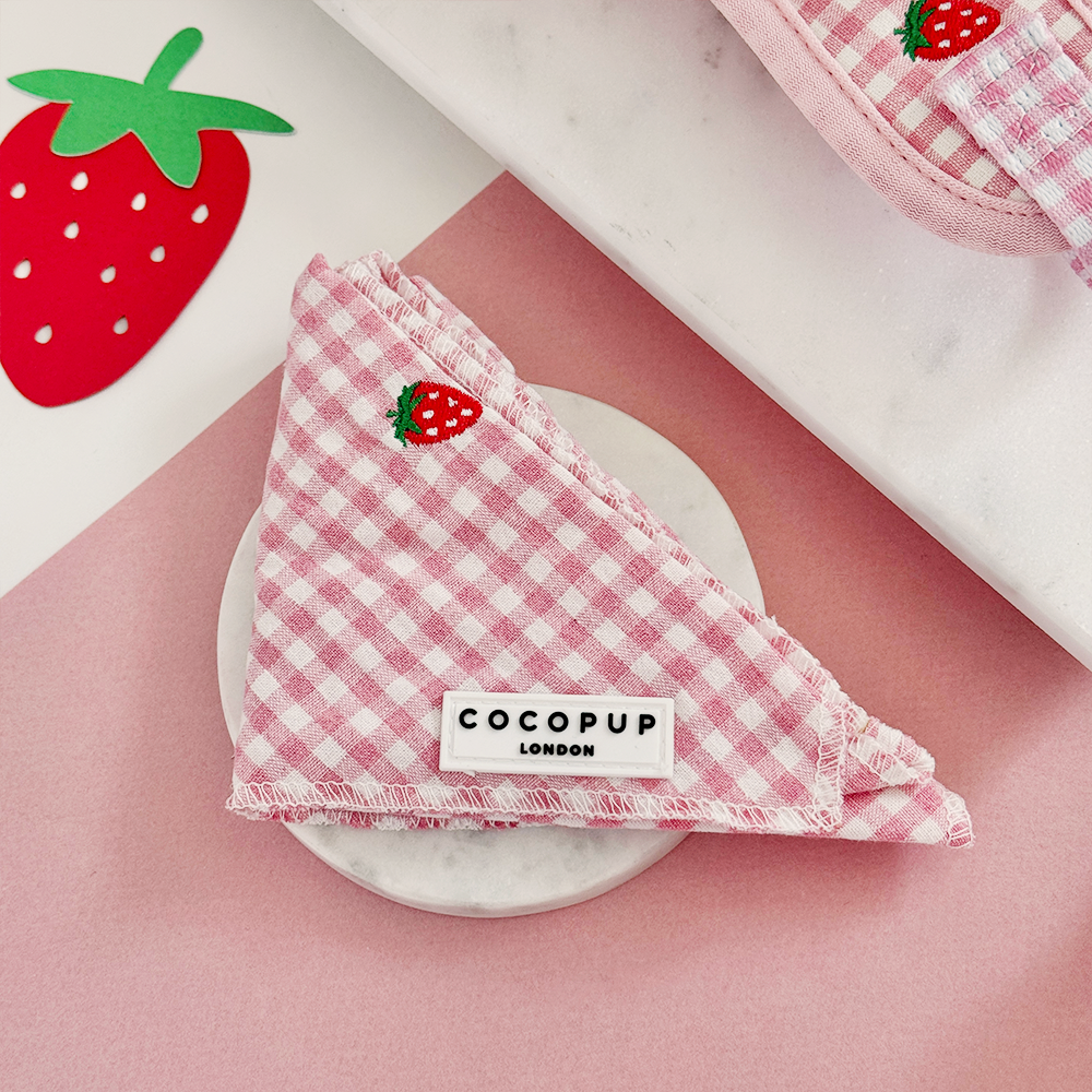 Cocopup London – wholesale Pet bandana – Dog – Strawberry Picnic Pup Bandana1