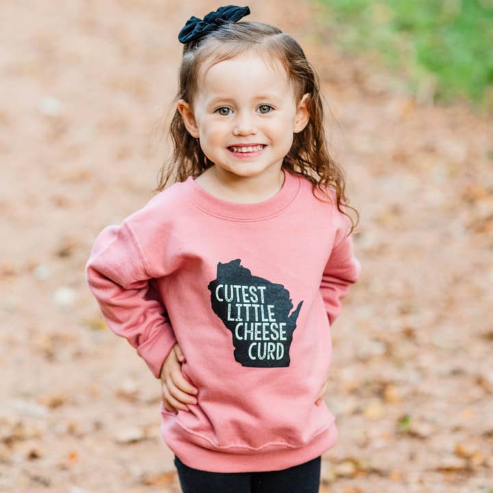 Cutest Little Cheese Curd Crewneck Sweatshirt - Mauve for wholesale by Greenleaf Designs