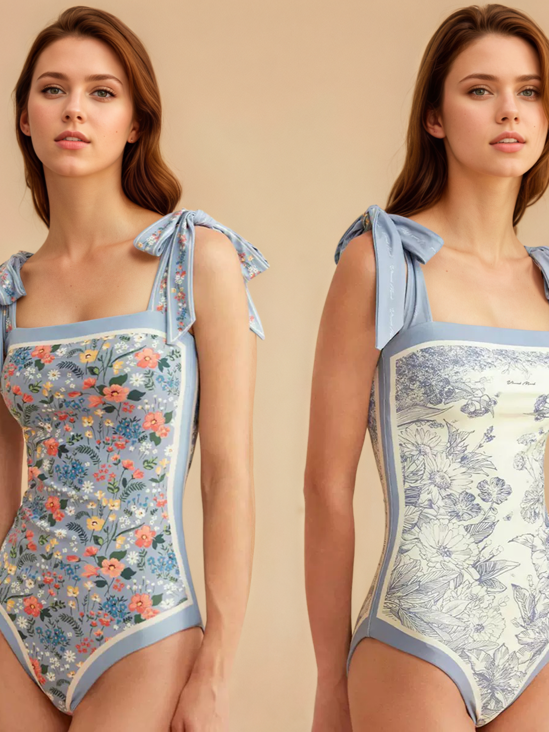 Ulivary - Wholesale Zwempak - Dames - ASHER FASHION Eendelig Badpak voor Dames, Buikcontrole, Omkeerbaar, Vintage Bloemenprint – "Garden Bloom"1