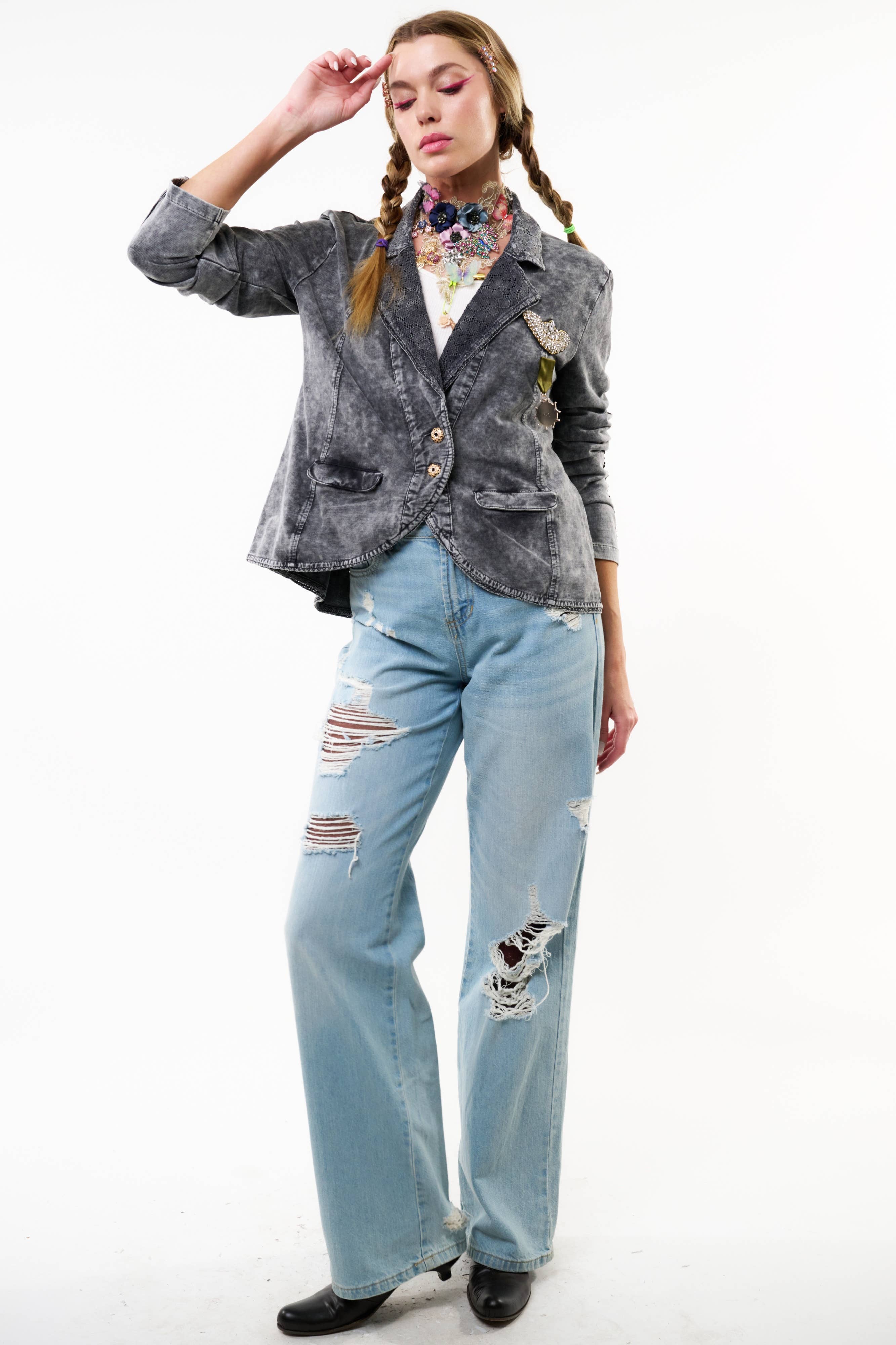 Carbone Giacca in Maglia French Terry da Colonnello - Blazer in vendita all'ingrosso su Faire12