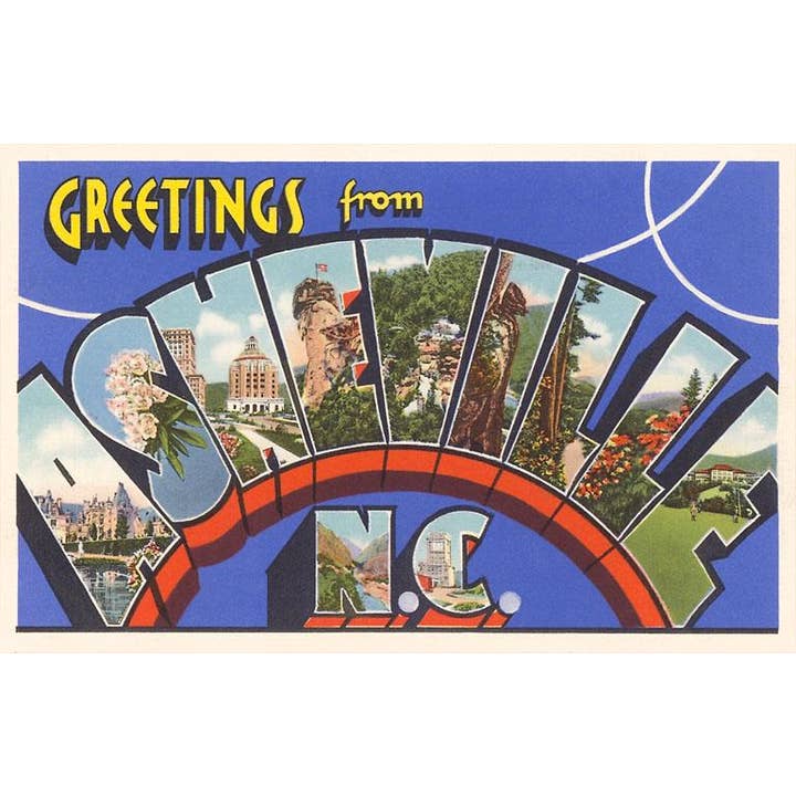 Konsttryck NC-211 Hälsningar från Asheville för wholesale av Found Image Press