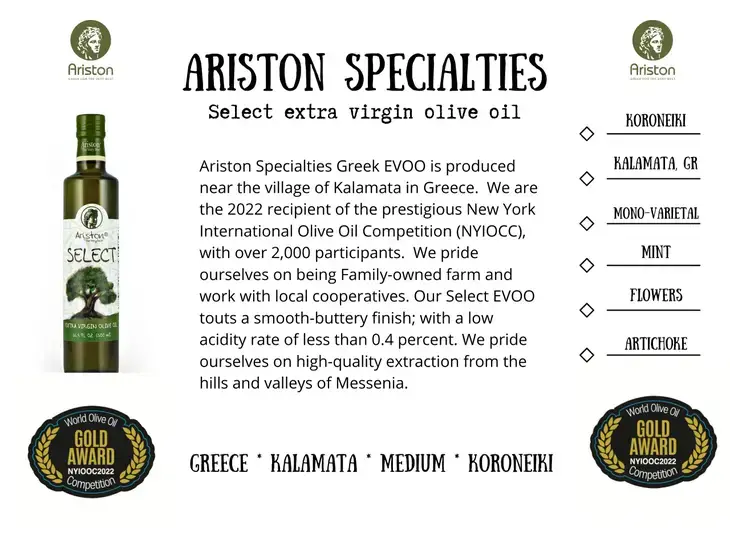 Ariston Specialties - Vente Huile d'olive - Rechargez des bouteilles de marasca VIDES pour certains EVOO 16,9 fl oz5