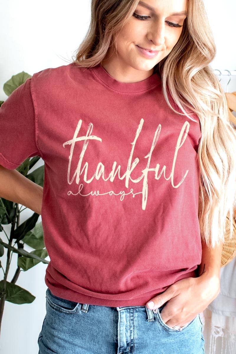 COLORBEAR - Wholesale T-Shirt (Graphic) - Women's - Thankful Graphic Garment Dyed Tee7