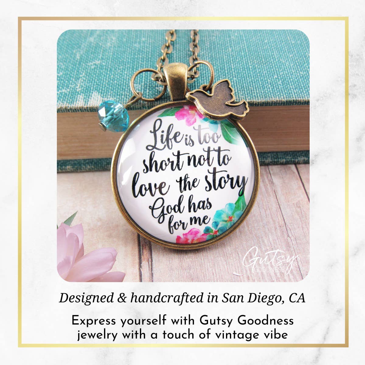 Gutsy Goodness - Wholesale Pendant/Charm Necklace - Faith Necklace Life is Too Short Not To Love The Story G… (C7