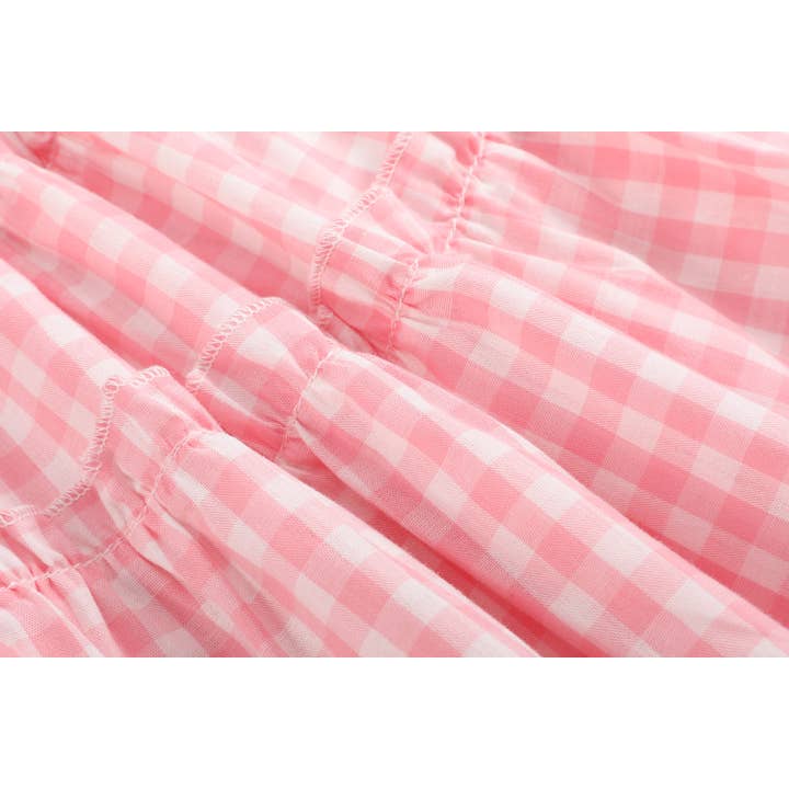 Lil Cactus - Wholesale Dress - Kids - Pink Gingham Check Layered Sundress