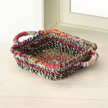 Cesto Quadrado Juta Colorido por atacado de India Handicrafts Inc