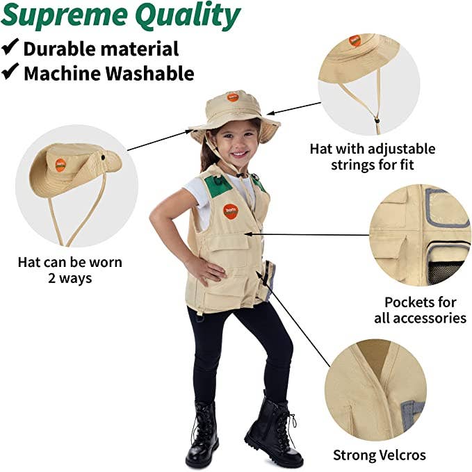 Bintiva - Venta al por mayor Disfraz - Niños - Chaleco y Sombrero Explorer para Niños2