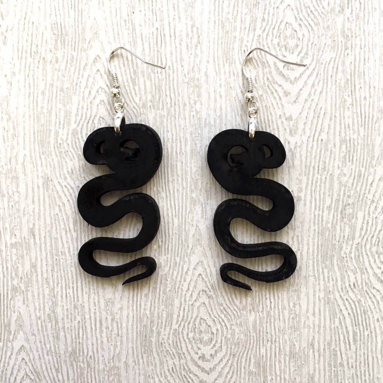 Toad Hill Farm - Wholesale Dangle Earrings - Yellow Python Earrings - Exotic Pets - Laser Cut Wood3