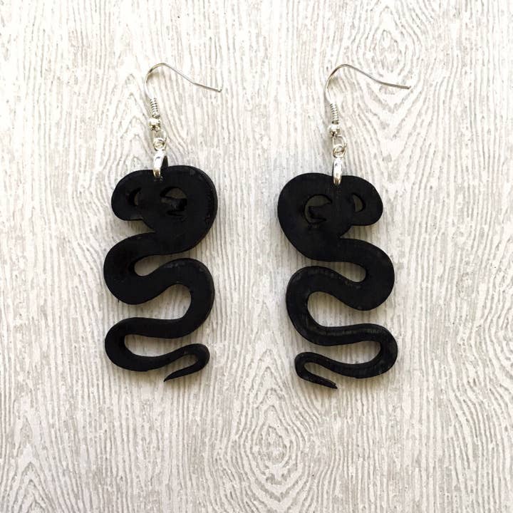 Toad Hill Farm - Wholesale Dangle Earrings - Yellow Python Earrings - Exotic Pets - Laser Cut Wood3