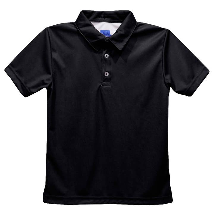 Vive La Fete - Wholesale T-Shirt - Kids - Black Solid Fly Knit Short Sleeve Polo