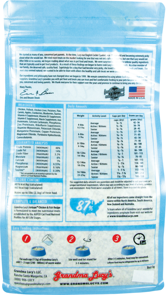 Grandma Lucy's - Wholesale Pet Food - Cat - Artisan Chicken & Fish Cat Food – 1lb1