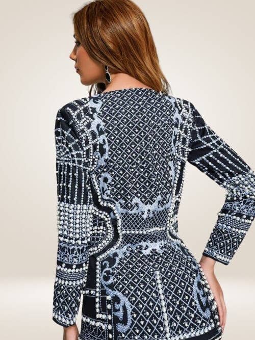 Black Adriana Pearl Blazer Dress for wholesale on Faire4