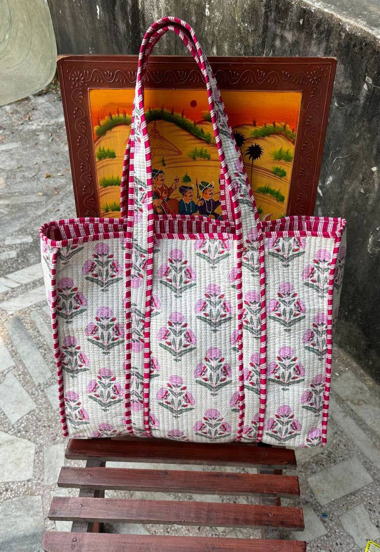 Bhawana Handicrafts – Sacola - Mulher por atacado – Bolsa de Algodão Matelassê Estampada para Mulher1
