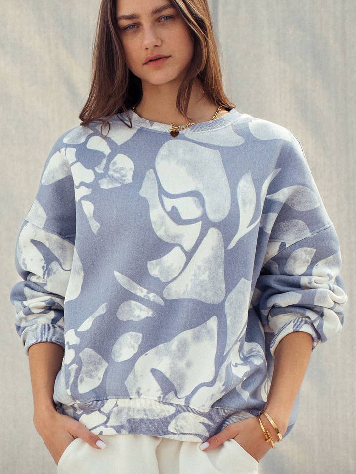 Abstract Cloud Dye Oversized Sweatshirt for wholesale by Urban Daizy