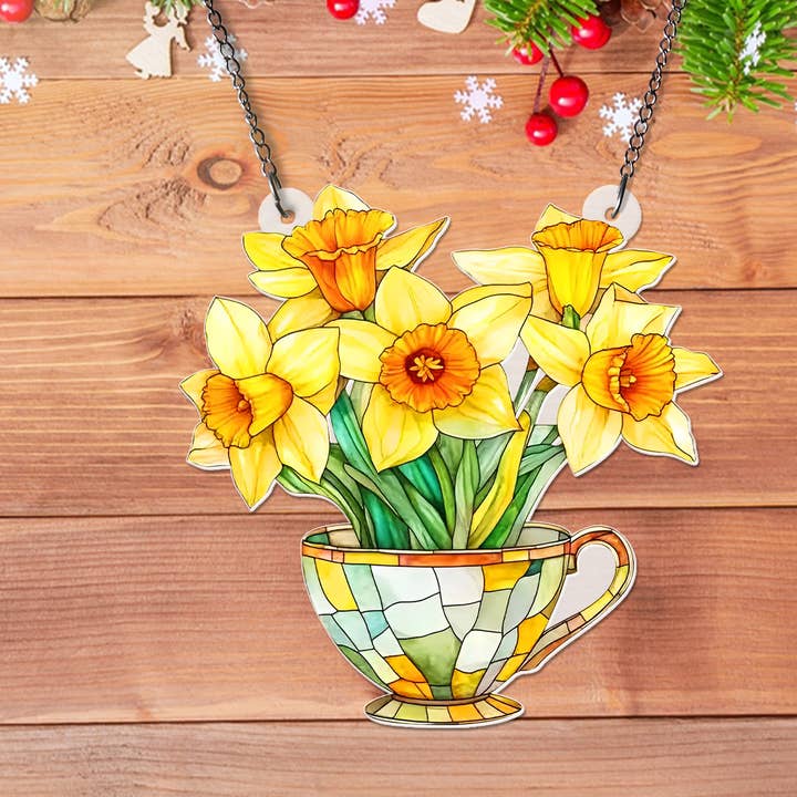 Flower Daffodils Teacup Acrylic Window Hanging Ornament and other Purchase Wholesale daffodil flowers. Free Returns & Net 60 Terms on Faire trending on Faire.