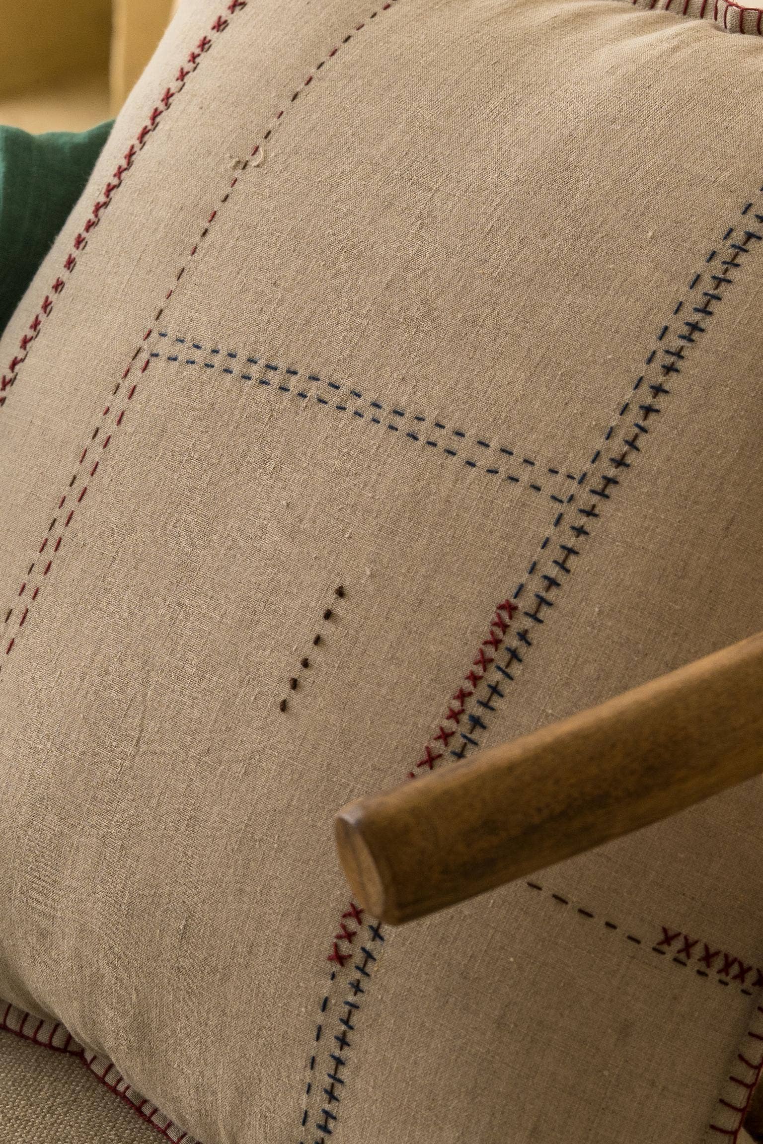 Oatmeal Embroidered Floret  Linen Cushion Cover- Timeless Style for wholesale on Faire2