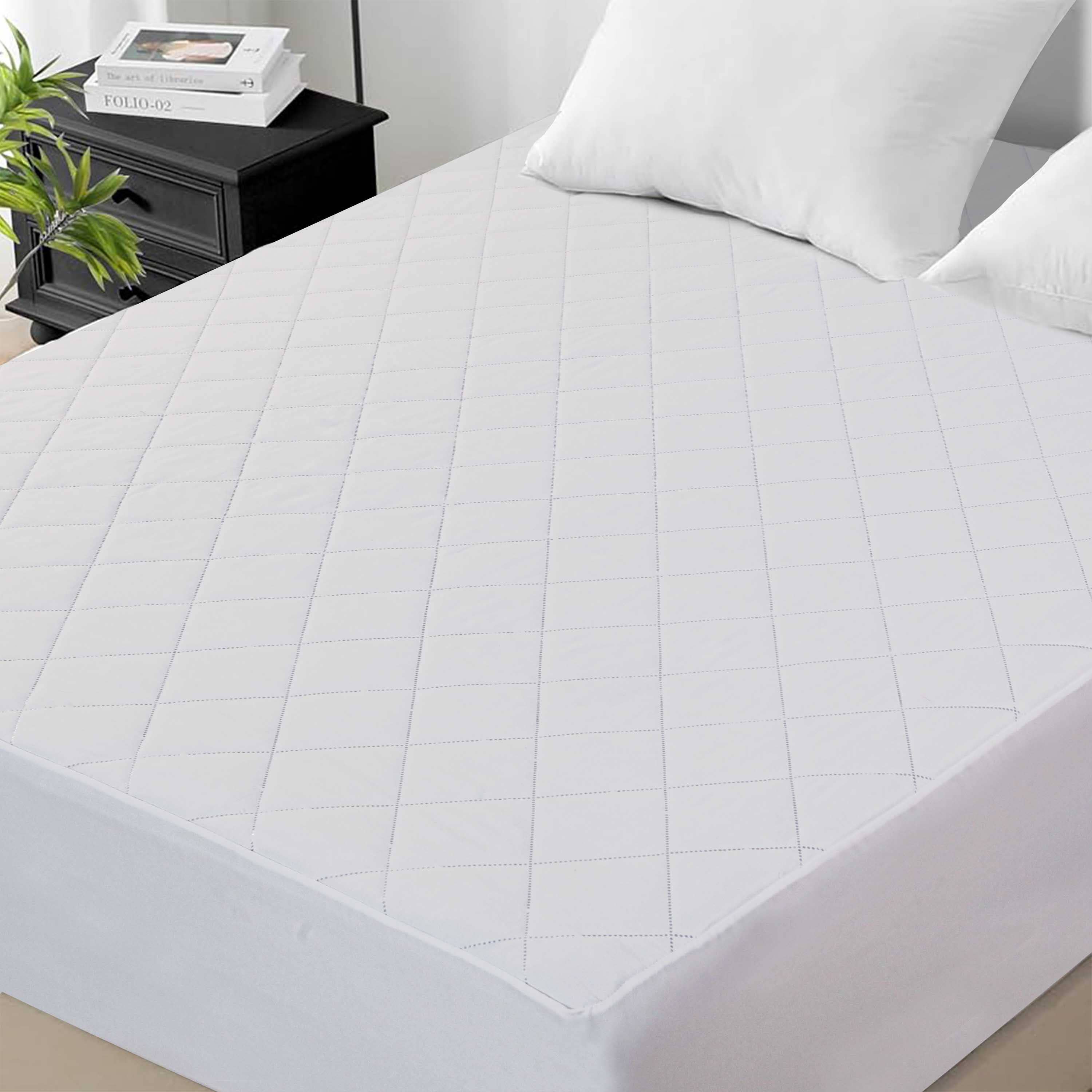 White Mattress Protector-Breathable Deep Pocket (30cm) Bed Cover for wholesale on Faire0