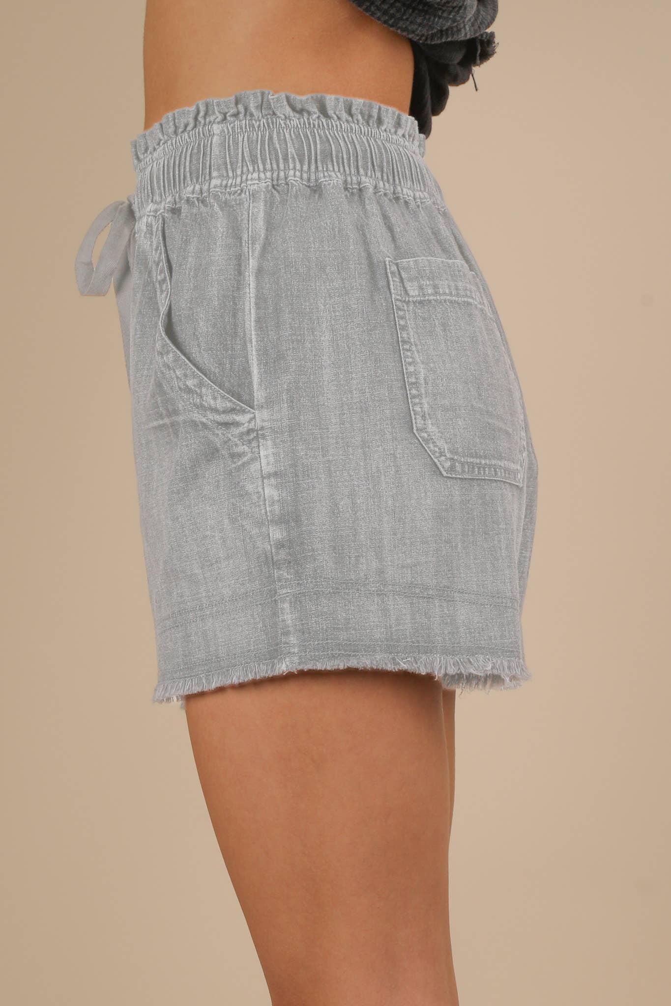 VERY J - Wholesale Shorts - Women's - NP70758-Washed Chambray Denim Casual Shorts16