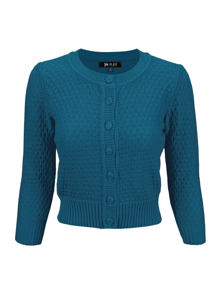 Mak – wholesale Cardigan – Women’s – 3/4 Sleeve Crewneck Knit Plus Size Cardigan Sweater MK3514PL82