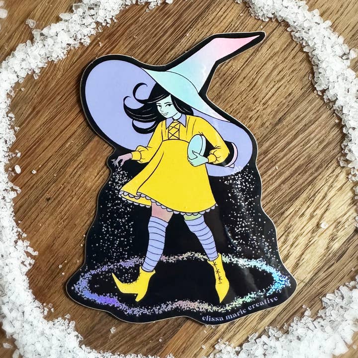 Elissa Marie Creative - Wholesale Sticker - Salty Witch Holo Sticker | witchcraft | magic circle | salt0