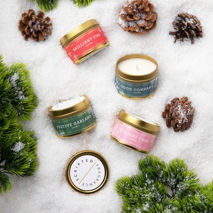 Scripted Fragrance - Venta al por mayor Velas en tarros - Vela festiva de soja navideña Garland3
