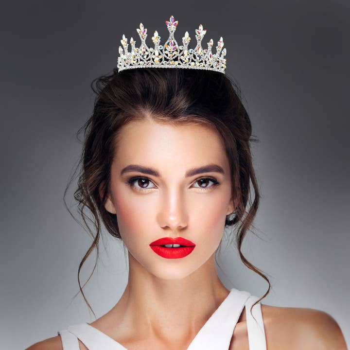 Sensibling Corp. - Wholesale Tiara - Women's - Marquise Stone Cluster Embellished Royal Crown Princess Tiara4