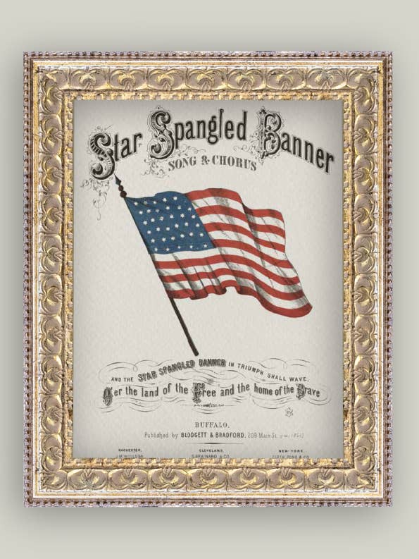 Vintage Star Spangled Banner Framed Antique Art for wholesale by Petal Lane Home
