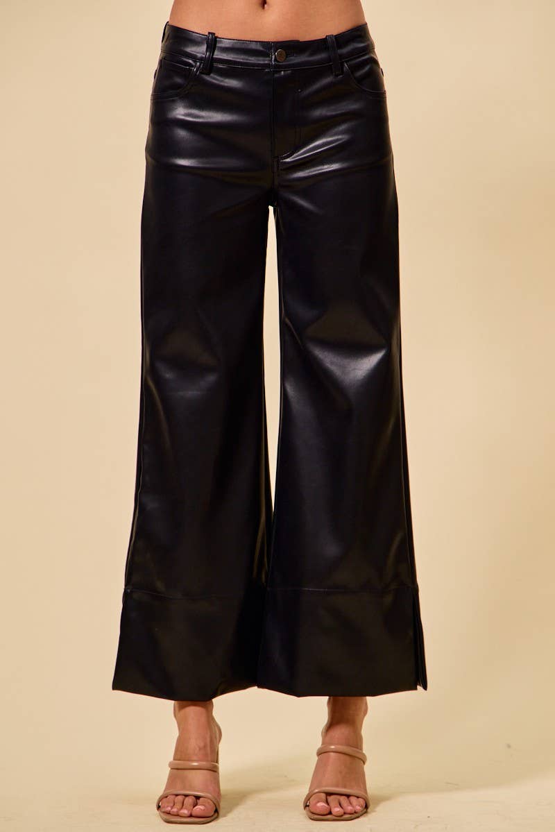 IVE - Vendita all'ingrosso Pantalone - Donna - Pantaloni natalizi a vita media in finta pelle0