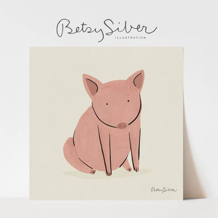 Pig Art Print for wholesale by Betsy Siber, Illustration