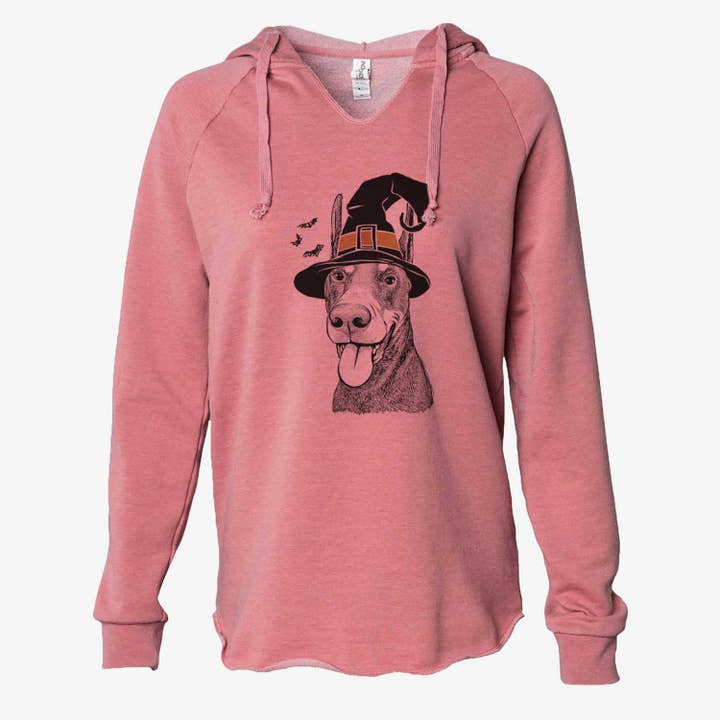 Witch Happy Sunny the Doberman Pinscher - Molleton à capuche Cali Wave pour la vente par Inkopious
