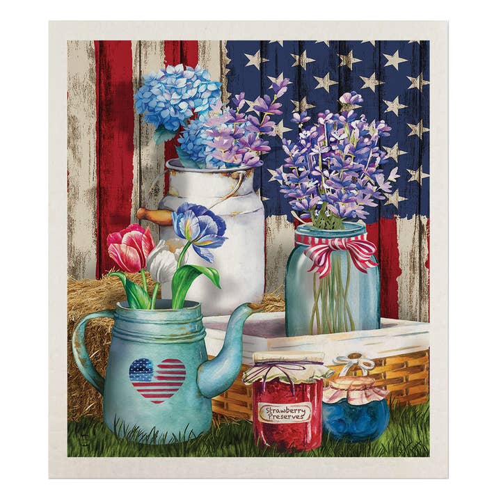 American Picnic Swedish Dishcloth for wholesale by Briarwood Lane