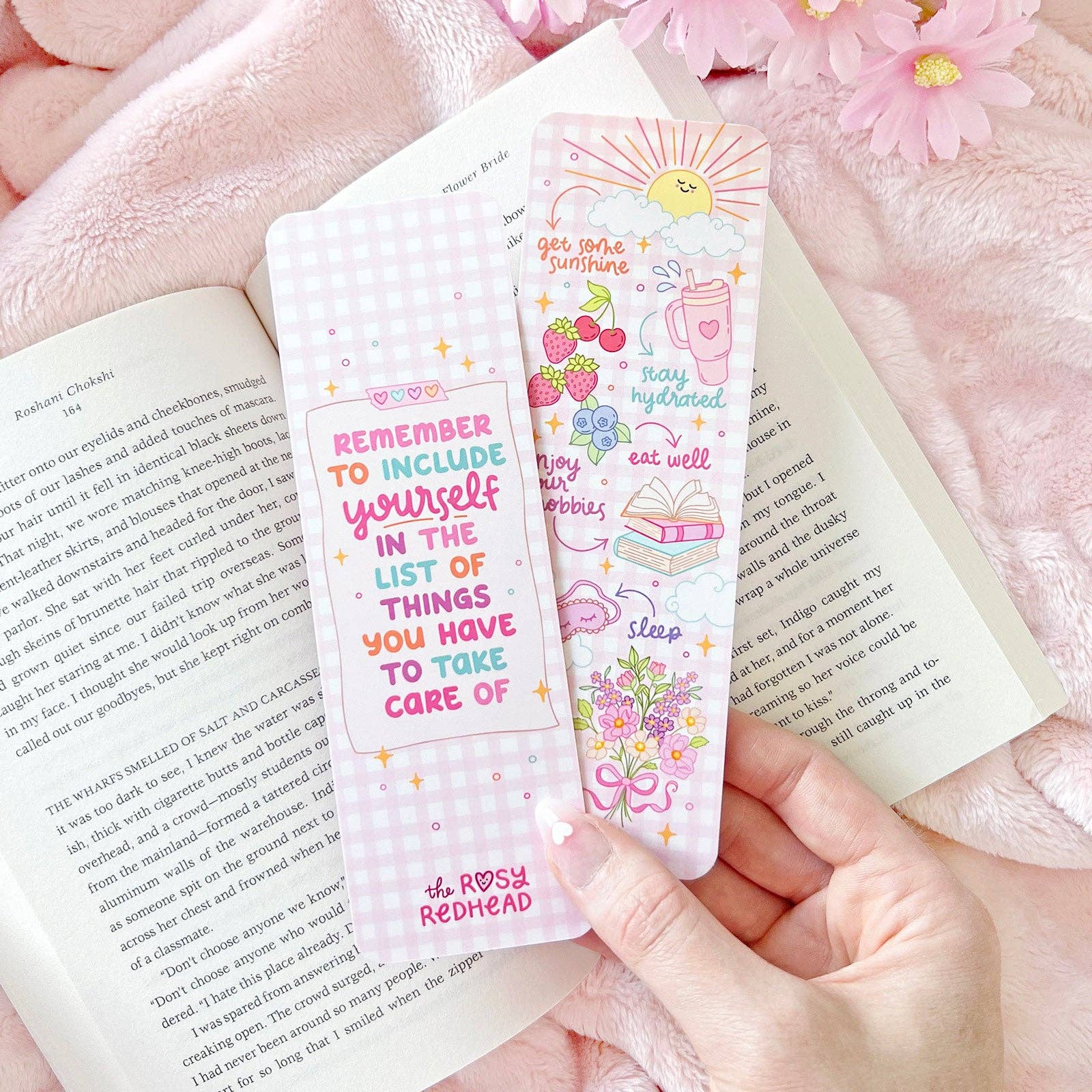 The Rosy Redhead - Wholesale Bookmark - Self-care Reminder Cute Girly Positive Quote Bookmark1