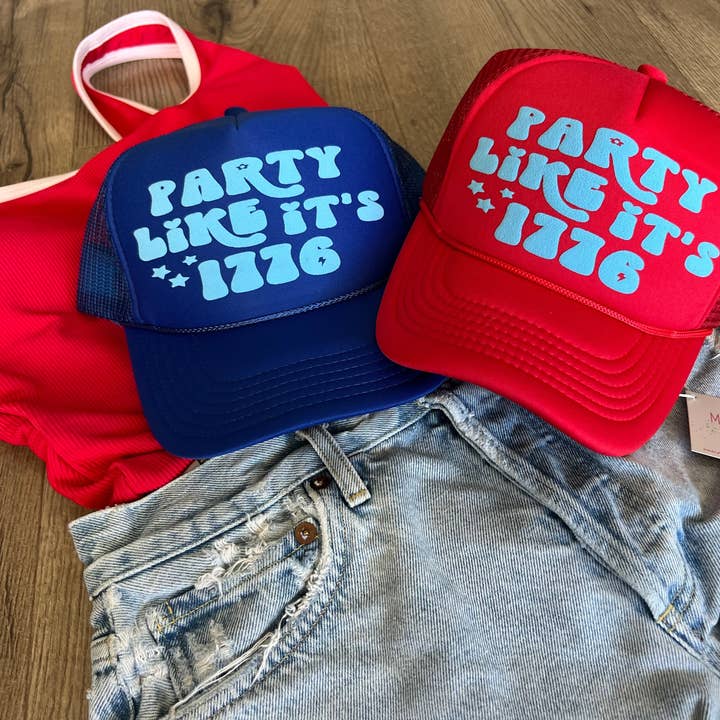 Party Like it's 1776 4th of July Trucker Hat for wholesale by Malibu and Mint
