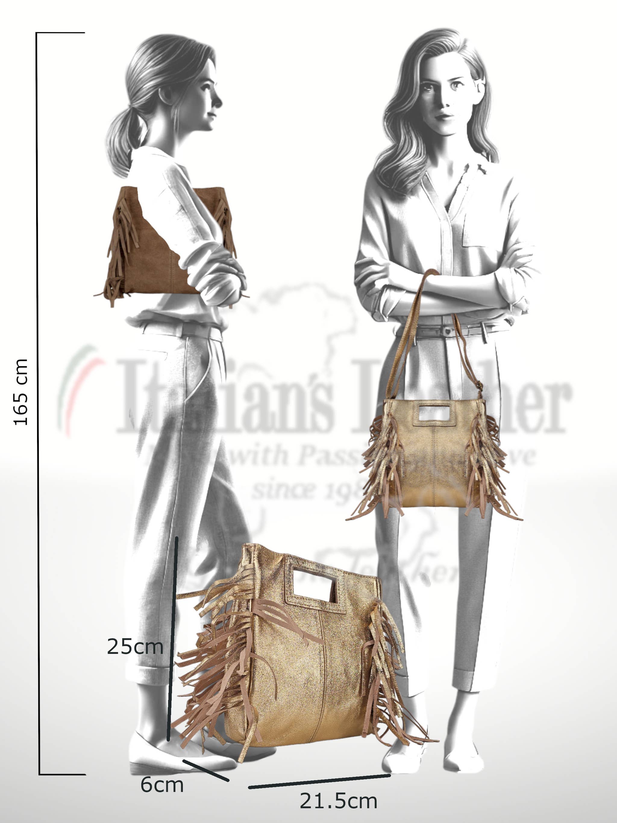 ITALIAN'S LEATHER - Wholesale Shoulder bag – women's - Suede Leather Handbag Venas 24371028