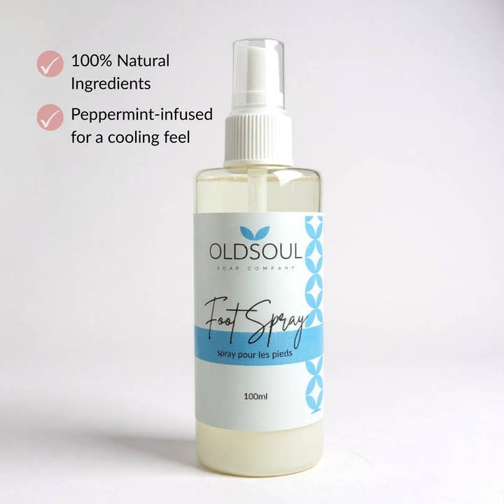Old Soul Soap Company Inc. - Vente Crème pour les pieds - Spray rafraîchissant pour les pieds à la menthe poivrée1