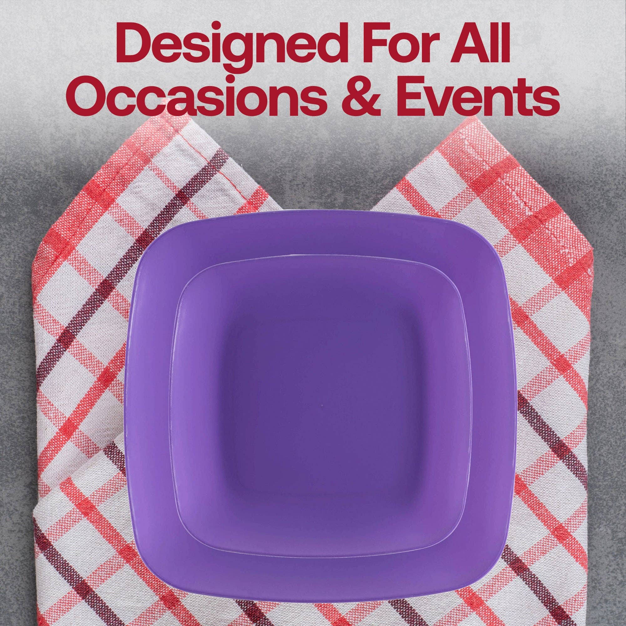 Smarty had a Party - Wholesale Disposable Plate - 8.5" Purple Flat Square Plastic Buffet Plates - 10 pcs6