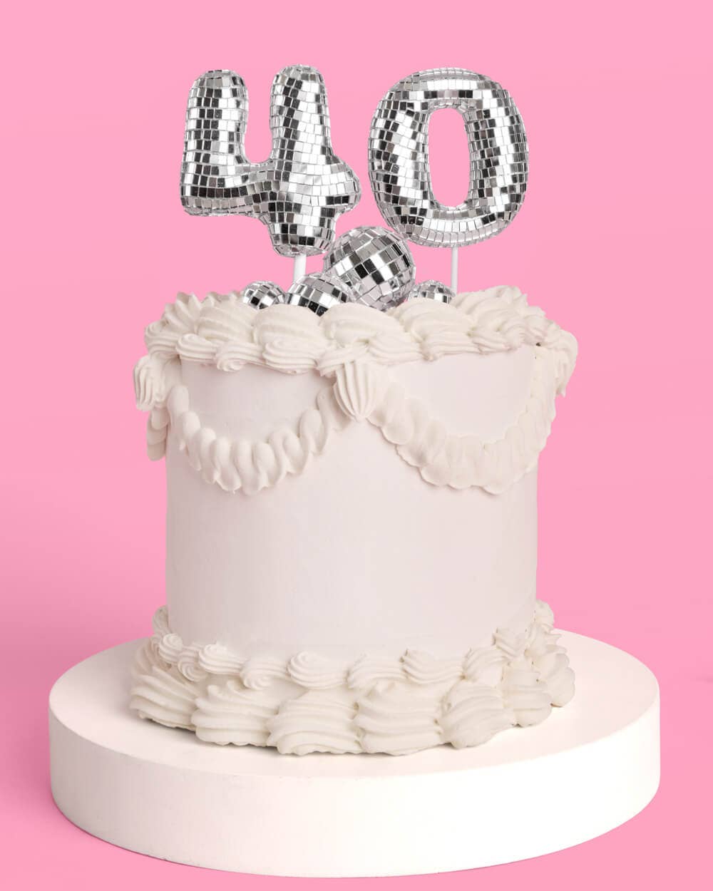 xo, Fetti - Wholesale Cake/Cupcake Topper - 40 Disco Topper - 6 pc mirrored cake toppers, 40th birthday4