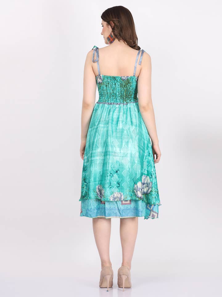 Wevez - Wholesale Dress - Women's - Women Spaghetti Strap Smocked Ruffle Hem Boho Dress Mix Lot5