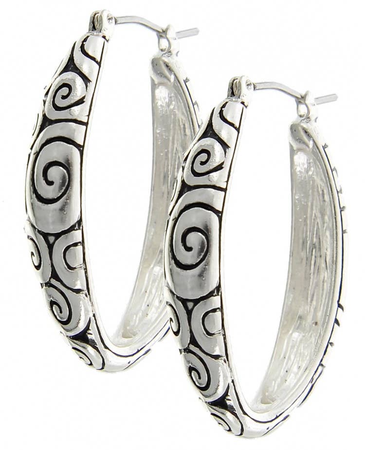 0011 PREMIERE - Venta al por mayor Pendientes de aro - Aros de aro de metal con patrón de filigrana en espiral FR24311