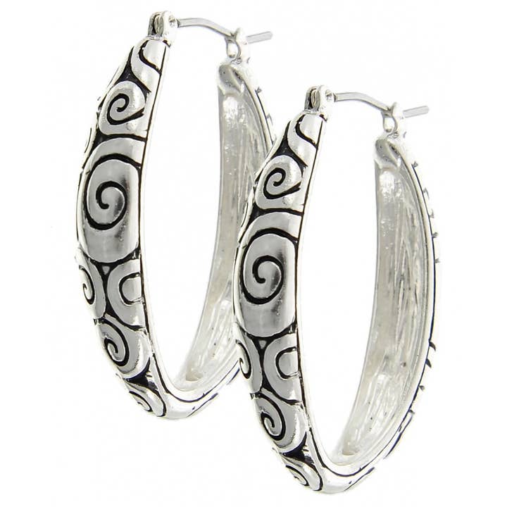 0011 PREMIERE - Venta al por mayor Pendientes de aro - Aros de aro de metal con patrón de filigrana en espiral FR24311