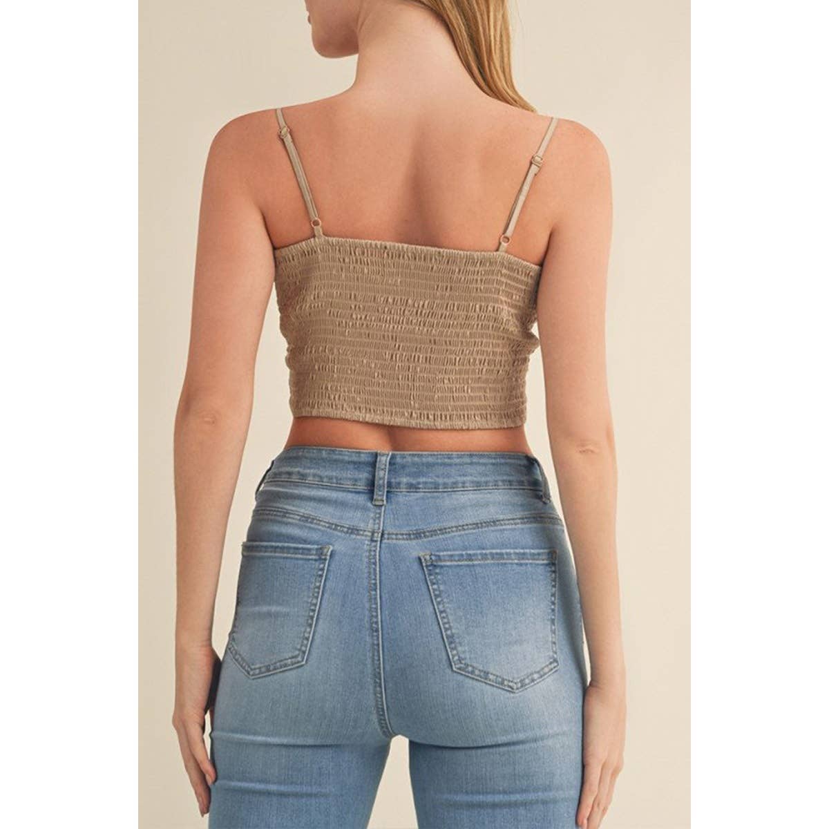 UP CLOTHING - Wholesale Tank Top - Women's - PEASANT HANKERCHIEF HEM SMOCKED CAMI TOP3