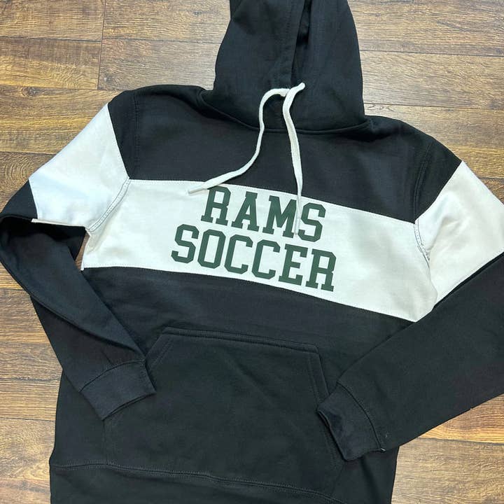 Custom Sports Team Mascot Hooded Varsity Sweatshirt for wholesale by The Varsity Stitch